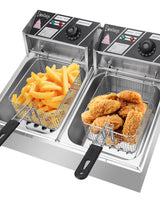 Stainless Steel Double Cylinder Electric Fryer 12L