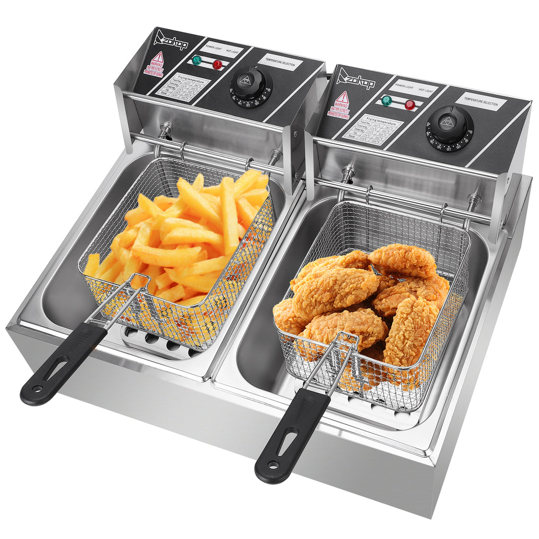 Stainless Steel Double Cylinder Electric Fryer 12L