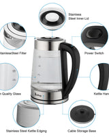 Blue Glass Electric Kettle 2L 2000W - Image 2