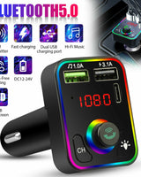 Bluetooth 5.0 Car FM Transmitter with USB Charger