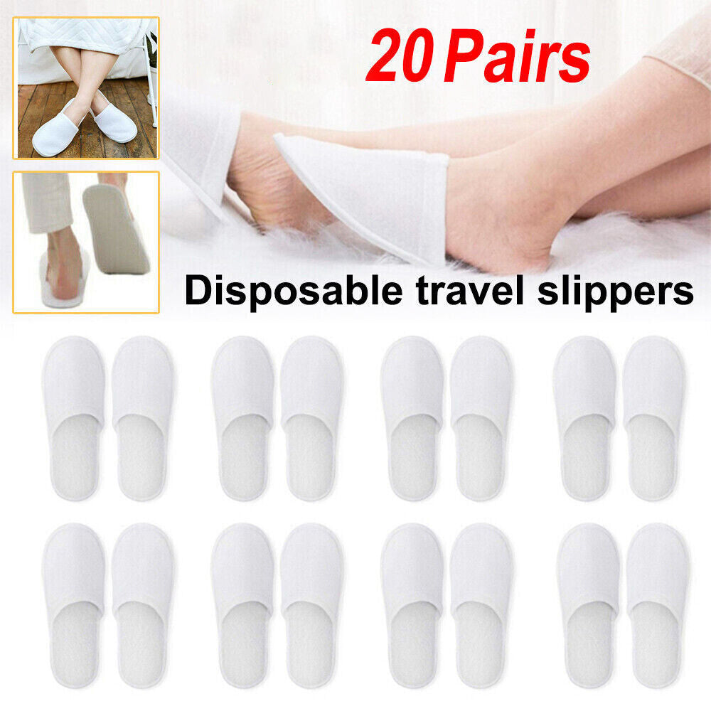 20 Pairs Disposable Terry Towelling Slippers