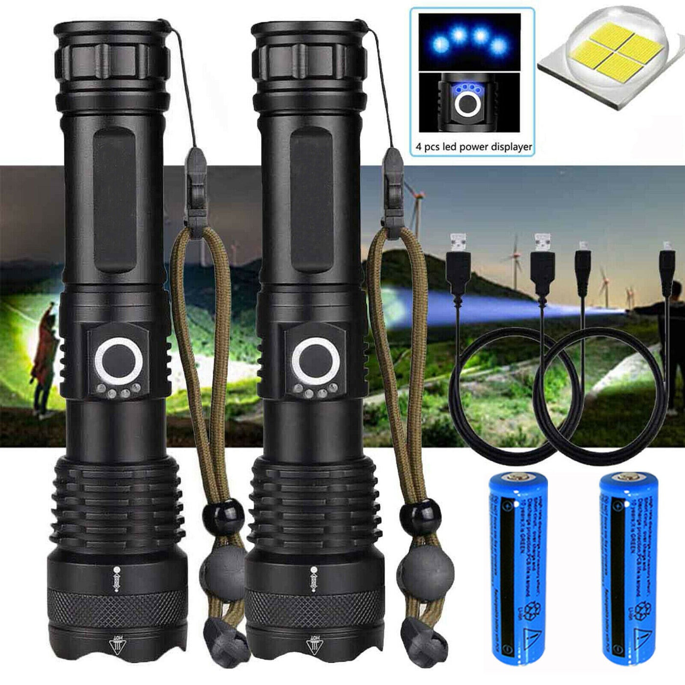 2-Pack LED Flashlight Work Light - 5 Mode