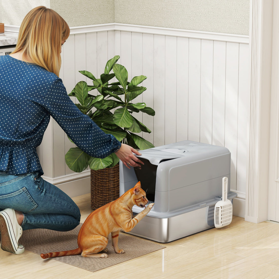 Open-Top Cat Litter Box - Deep Sides