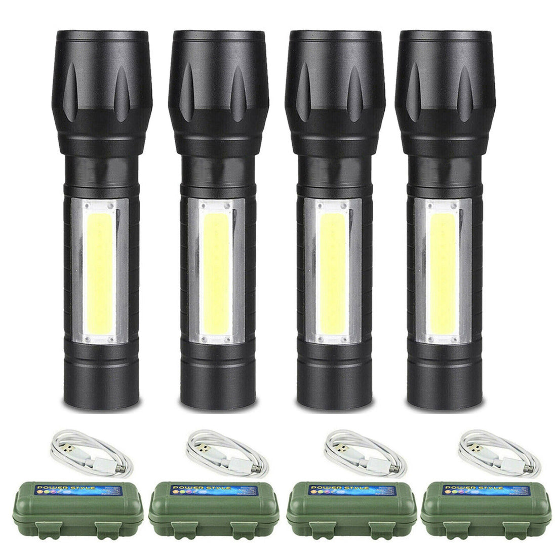 4-Pack Mini Zoomable LED Flashlight