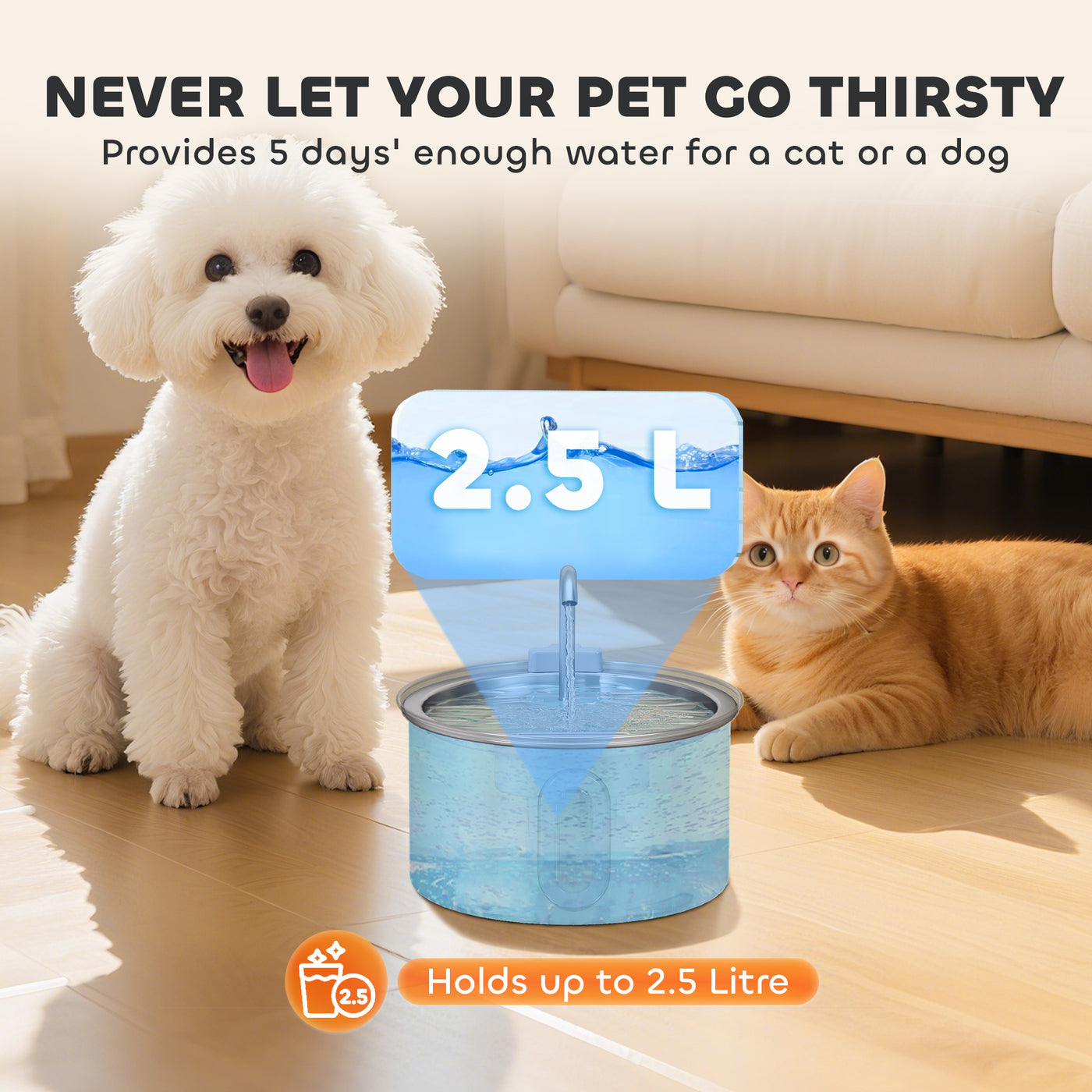 Cat Water Fountain - Multi-Setting Flow Filter