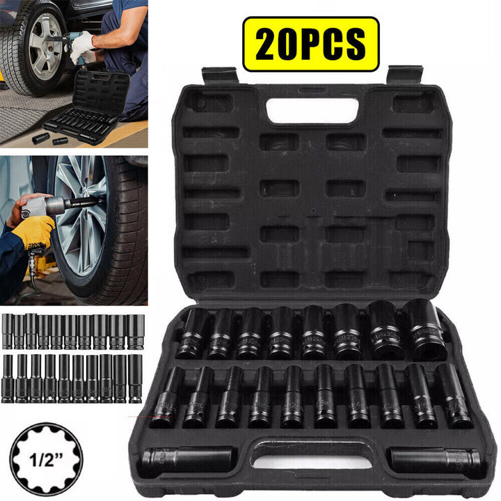 20PC Deep Impact Socket Set 1/2" Drive