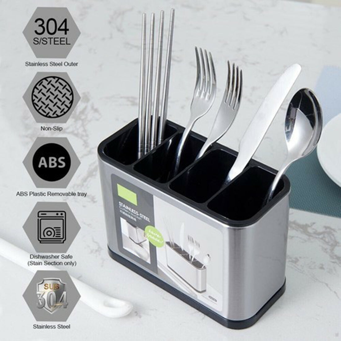 Kitchen Cutlery Organizer & Drainer Box