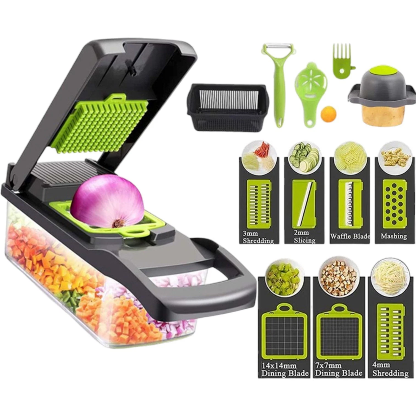 16-in-1 Vegetable Chopper, Mandolin Slicer & Dicer