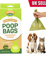 Degradable dog poop bags packaging with a dog and cat on a white background.
