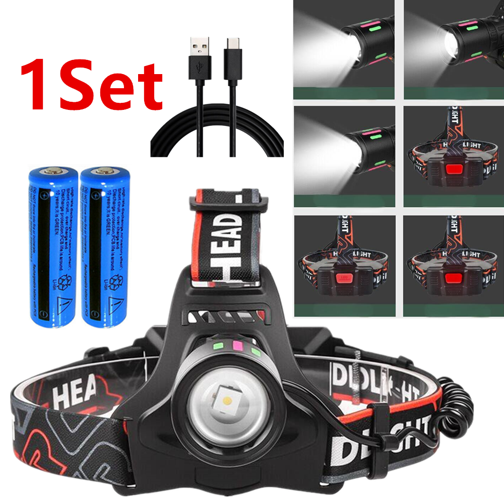 USB Rechargeable LED Headlamp - Zoomable, 3 Mode