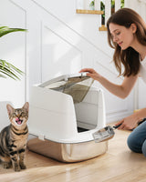 Hooded Cat Litter Box with Swing Door
