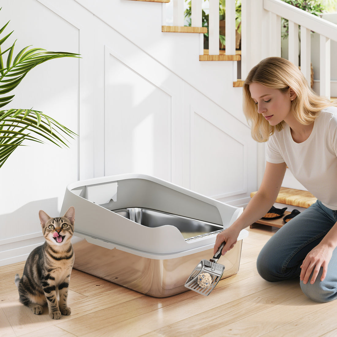Compact Hooded Cat Litter Box