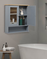 Grey 2-Door Mirror Bathroom Wall Cabinet - Image 2