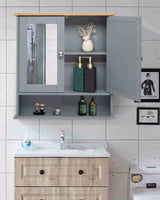 Grey 2-Door Mirror Bathroom Wall Cabinet