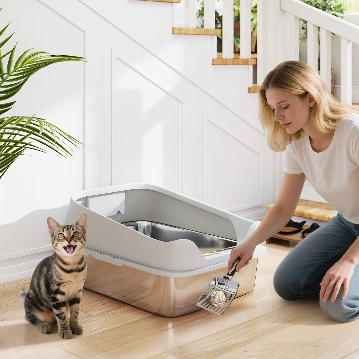 Covered Cat Litter Box - Low Odour