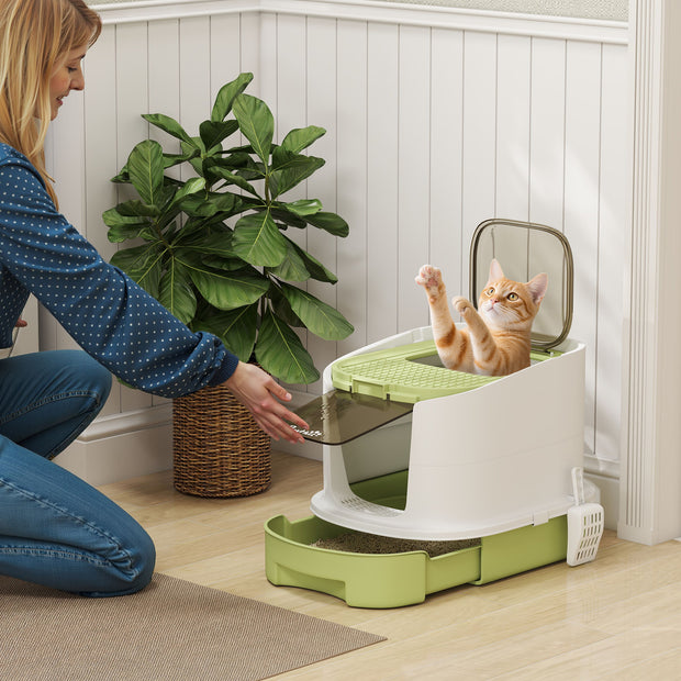 Enclosed Cat Litter Box with Front Door