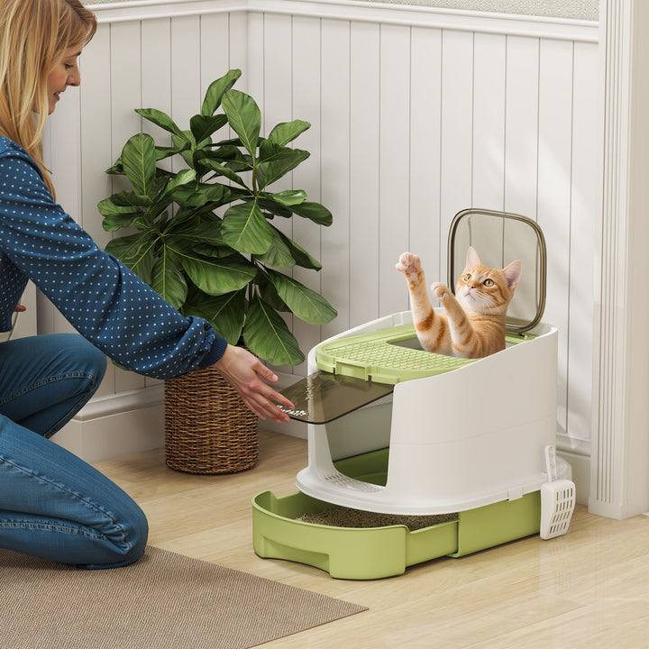 Enclosed Cat Litter Box with Front Door