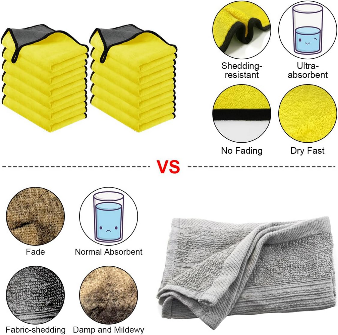 12PC Super Absorbent Microfibre Car Towels