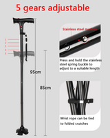 Folding Walking Stick with LED Light & Alarm - Image 2